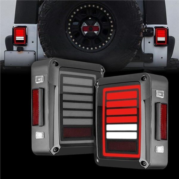 Morsun 12V 자동차 LED 테일 라이트 For Jeep Wrangler 2007-2015 JK Smoked Black Clear Lens